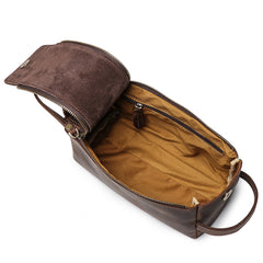 Cool Brown Leather Men's Box Clutch Bag Portable Bag Mini Handbag for Men - iwalletsmen
