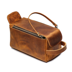 Cool Brown Leather Men's Box Clutch Bag Portable Bag Mini Handbag for Men - iwalletsmen