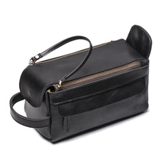 Cool Brown Leather Men's Box Clutch Bag Portable Bag Mini Handbag for Men - iwalletsmen