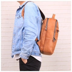 Cool Leather Mens 13inch Computer Backpack School Backpack Travel Backpack for Men - iwalletsmen