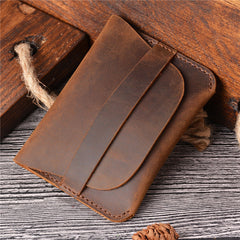 Vintage Brown Leather Men's Coin Holder Black Card Wallet Slim billfold Wallet For Men - iwalletsmen