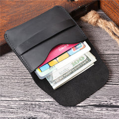 Vintage Brown Leather Men's Coin Holder Black Card Wallet Slim billfold Wallet For Men - iwalletsmen