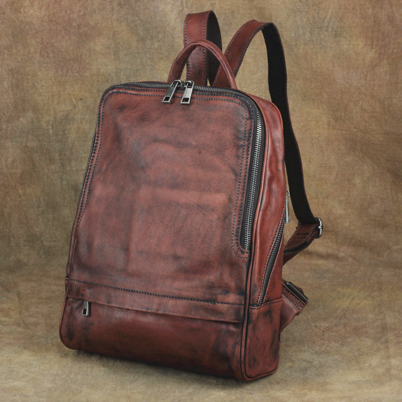 13 laptop backpack for men Vintage Leather Men's Backpack 13'' Laptop Backpack School Backpack Fo –  iwalletsmen