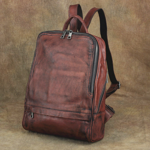 Vintage Leather Men's Backpack 13'' Laptop Backpack School Backpack For Men - iwalletsmen