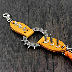 Badass Double Leather Metal Wallet CHain Pants Chain Long Biker Wallet Chain For Men - iwalletsmen
