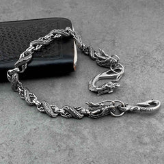 Cool Silver Dragon Mens Biker Wallet Chain STAINLESS STEEL Pants Chain Wallet Chain For Men - iwalletsmen