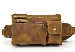 Brown Cool LEATHER MENS FANNY PACK FOR MEN BUMBAG Vintage WAIST BAGS - iwalletsmen