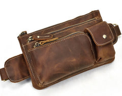 Brown Cool LEATHER MENS FANNY PACK FOR MEN BUMBAG Vintage WAIST BAGS - iwalletsmen