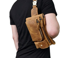 Brown Cool LEATHER MENS FANNY PACK FOR MEN BUMBAG Vintage WAIST BAGS - iwalletsmen