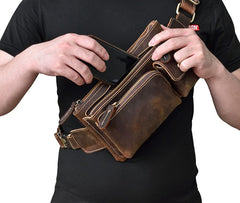 Brown Cool LEATHER MENS FANNY PACK FOR MEN BUMBAG Vintage WAIST BAGS - iwalletsmen