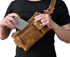 Brown Cool LEATHER MENS FANNY PACK FOR MEN BUMBAG Vintage WAIST BAGS - iwalletsmen