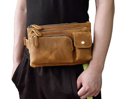 Brown Cool LEATHER MENS FANNY PACK FOR MEN BUMBAG Vintage WAIST BAGS - iwalletsmen