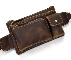 Brown Cool LEATHER MENS FANNY PACK FOR MEN BUMBAG Vintage WAIST BAGS - iwalletsmen