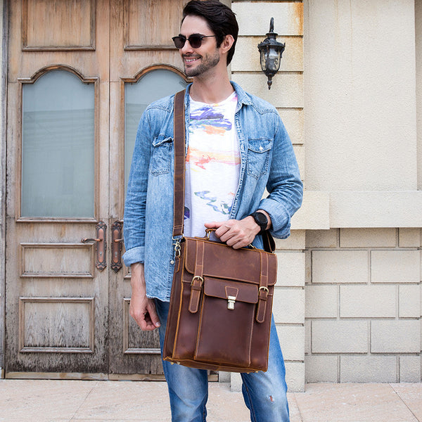 Mens Leather Convertible Backpack Handbag Satchel Backpack Convertible Backpack Shoulder Bag for Men