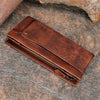 Cool Leather Brown Mens Long Wallet Gray Buckled Long Wallet Bifold Clutch Wallet Card Wallet for Men