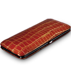 Best Brown Leather&Cedar Mens 5pcs Cigar Cases Alligator Pattern Leather Cigar Cases for Men