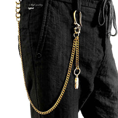 Brass Skull Wallet Chain Long Biker Wallet Chain Gold Cool Pants Chain For Men - iwalletsmen