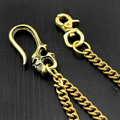 Gold Skull Wallet Chain Long Biker Wallet Chain Gold Pants Chain For Men 