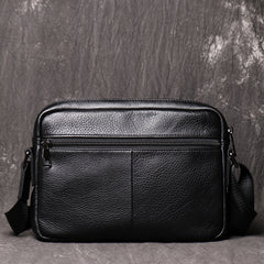Black LEATHER MENS Small Courier Bag SIDE BAG Black Leather MESSENGER BAG FOR MEN - iwalletsmen