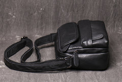 Black LEATHER MENS Small SIDE BAG COURIER BAG Black Small MESSENGER BAG FOR MEN - iwalletsmen