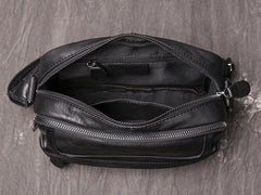 Black LEATHER MENS Small SIDE BAG COURIER BAG Black Small MESSENGER BAG FOR MEN - iwalletsmen