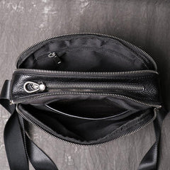 Black LEATHER MENS Small SIDE BAGS COURIER BAG Black MESSENGER BAG FOR MEN - iwalletsmen