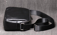 Black LEATHER MENS Small SIDE BAGS COURIER BAG Black MESSENGER BAG FOR MEN - iwalletsmen