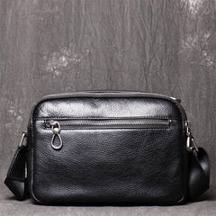 Black LEATHER MENS Small SIDE BAGS COURIER BAG Black MESSENGER BAG FOR MEN - iwalletsmen
