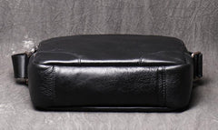 Black LEATHER MENS Small SIDE BAGS COURIER BAG Black MESSENGER BAG FOR MEN - iwalletsmen
