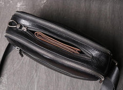 Black LEATHER MENS Small SIDE BAGS COURIER BAG Black MESSENGER BAG FOR MEN - iwalletsmen