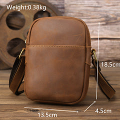 Black LEATHER MEN'S Small Side bag Brown Vertical Phone Bag MESSENGER BAG Courier Bag FOR MEN - iwalletsmen