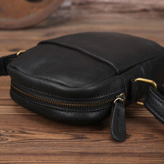 Black LEATHER MEN'S Small Side bag Brown Vertical Phone Bag MESSENGER BAG Courier Bag FOR MEN - iwalletsmen