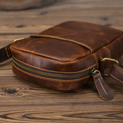 Black LEATHER MEN'S Small Side bag Brown Vertical Phone Bag MESSENGER BAG Courier Bag FOR MEN - iwalletsmen