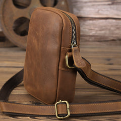 Black LEATHER MEN'S Small Side bag Brown Vertical Phone Bag MESSENGER BAG Courier Bag FOR MEN - iwalletsmen