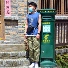 Black LEATHER MEN'S Small Belt Pouch Mini Side bag Vertical Phone Bag MESSENGER BAG Waist Bag FOR MEN - iwalletsmen