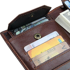 Simple Brown Leather Long Wallet for Men Bifold Long Wallet Brown Multi-Cards Wallet For Men - iwalletsmen