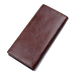 Simple Brown Leather Long Wallet for Men Bifold Long Wallet Brown Multi-Cards Wallet For Men - iwalletsmen
