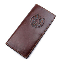 Simple Brown Leather Long Wallet for Men Bifold Long Wallet Brown Multi-Cards Wallet For Men - iwalletsmen
