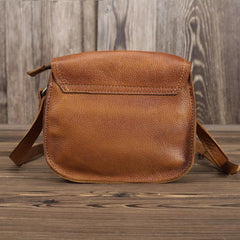 Brown Leather Small Small Saddle Messenger Bag Mini Shoulder Bag Side Bag For Men - iwalletsmen