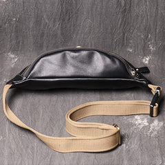 Top Leather Fanny Pack Men's Black Chest Bag Hip Bag Black Best Waist Bag For Men 2020 - iwalletsmen