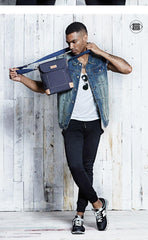 Canvas Leather Mens Vertical Side Bag Small Messenger Bags Khaki Canvas Courier Bags for Men - iwalletsmen