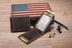 RFID Brown Leather Men's Small Wallet billfold Wallet Black Front Pocket Wallet For Men - iwalletsmen