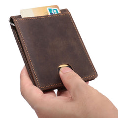 RFID Brown Leather Men's Small Wallet billfold Wallet Black Front Pocket Wallet For Men - iwalletsmen