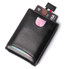 RFID Brown Leather Men's Small Wallet billfold Wallet Black Front Pocket Wallet For Men - iwalletsmen