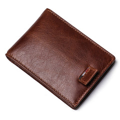 RFID Brown Leather Men's Small Wallet billfold Wallet Black Front Pocket Wallet For Men - iwalletsmen