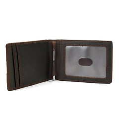 RFID Brown Leather Men's Small Wallet billfold Wallet Black Front Pocket Wallet For Men - iwalletsmen