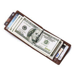RFID Brown Leather Men's Small Wallet billfold Wallet Black Front Pocket Wallet For Men - iwalletsmen
