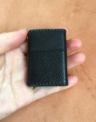 Cool Black Leather Mens Classic Zippo Lighter Case Handmade Standard Zippo Lighter Holder for Men - iwalletsmen