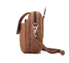 BROWN LEATHER MENS Belt Pouch Belt Bag Waist Bag Mini Side Bag Phone Bag For Men - iwalletsmen