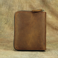 Vintage Bifold Leather Men's Zipper Small Wallet billfold Zipper Wallet For Men - iwalletsmen